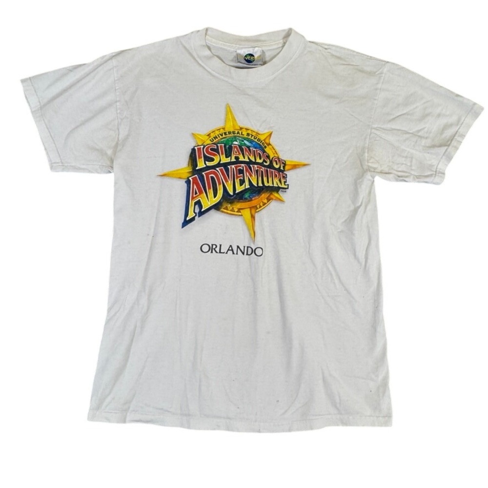 Universal Studios Islands of Adventure Orlando T-Shirt White Graphic Tee Mens M